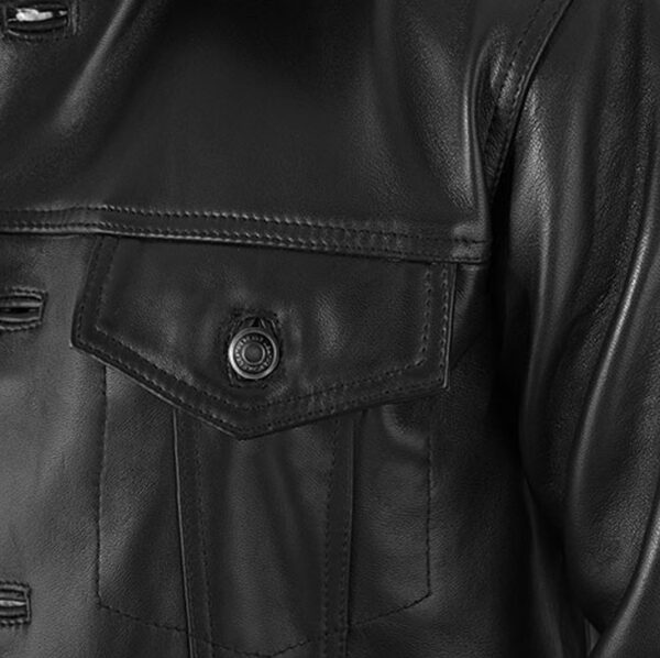 Jaxfo Leather Sherpa Jacket Black 04